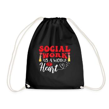 Social Work Is A Work Of Heart - Drawstring Bag - black - Front