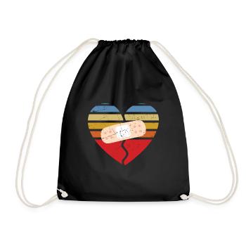 Heart Attack Survivor Patched Heart - Drawstring Bag - black - Front