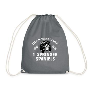 English Springer Spaniel Dog - Drawstring Bag - grey - Front