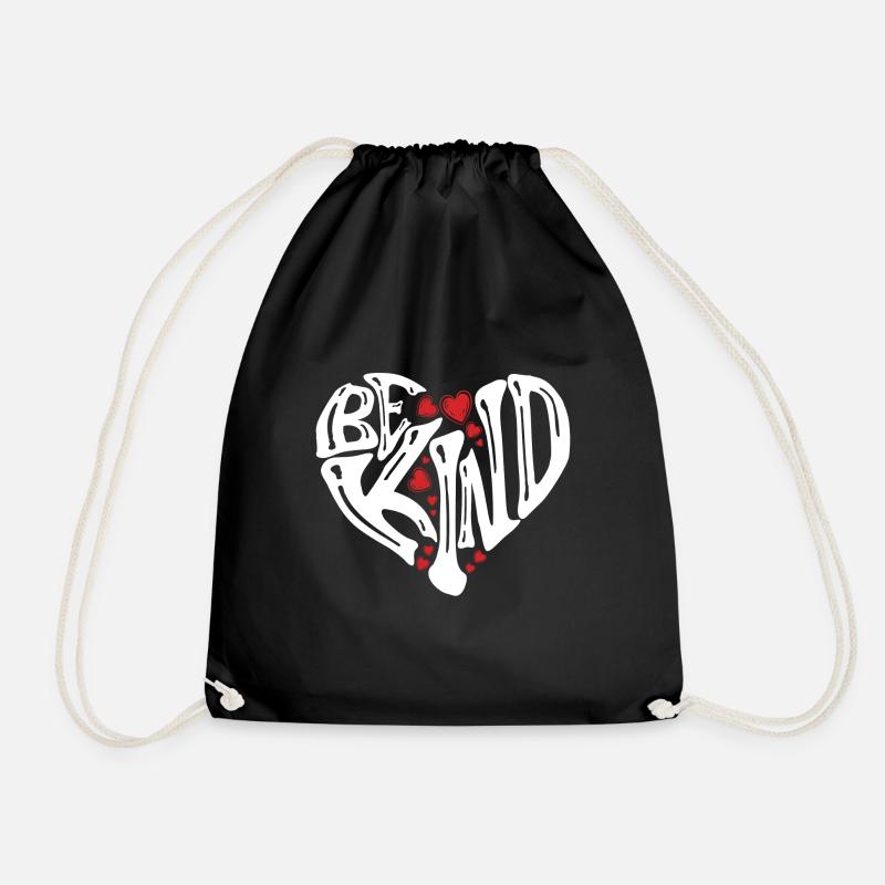 Be kind - Nice person - With heart - Drawstring Bag - black