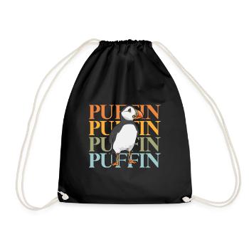 puffin, puffin, auks, lunde - Drawstring Bag - black - Front