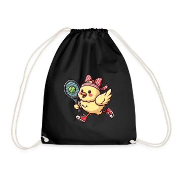 Chicken & Chick Tennis - Conception de bande dessinée drôle pour - Sac de sport léger - noir - Devant