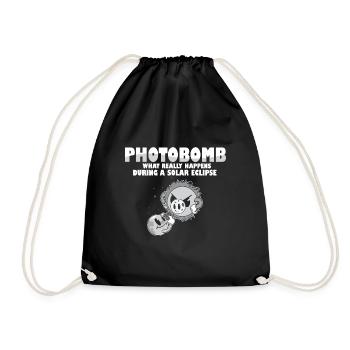 Total Solar Eclipse 2024 Totality Photobomb Sun - Drawstring Bag - black - Front