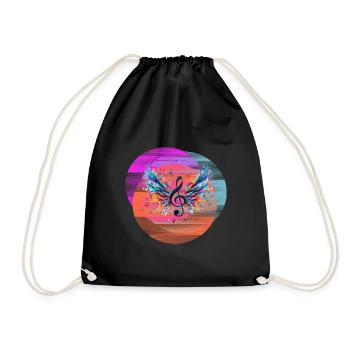 Backprint Techno Party Music Notes - Drawstring Bag - black - Front