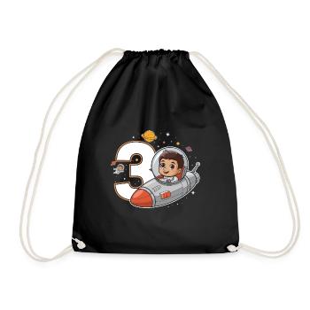 3rd Birrdday Astronaut Space Adventure for Boys - Drawstring Bag - black - Front