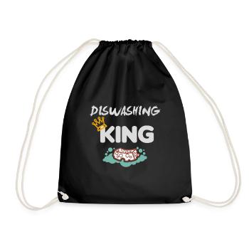 dishwasher man dishwashing king funny wa - Drawstring Bag - black - Front