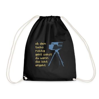 Tacho Tuning Auto Spruch Geschenk - Turnbeutel - Schwarz - Vorne