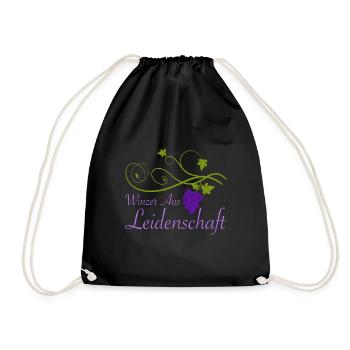 Winzer Wein Weinbauer Rotwein Geschenk - Turnbeutel - Schwarz - Vorne