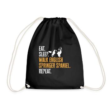 English Springer Spaniel Dog - Drawstring Bag - black - Front