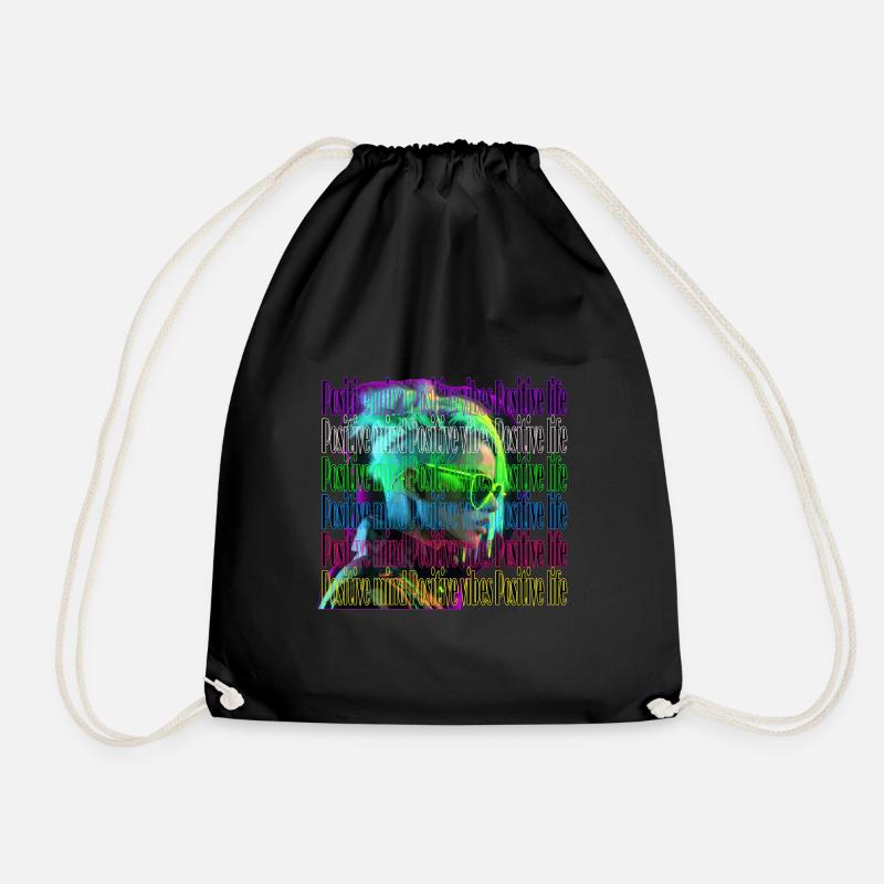 Positive mind, positive vibes, positive life - Drawstring Bag - black