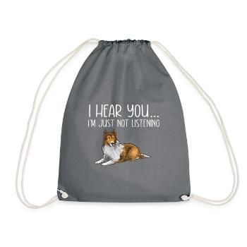 Longhair Collie Rough Collie Dog - Drawstring Bag - grey - Front