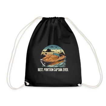 Best Pontoon Captain Ever Motorboating Quote Boat - Drawstring Bag - black - Front
