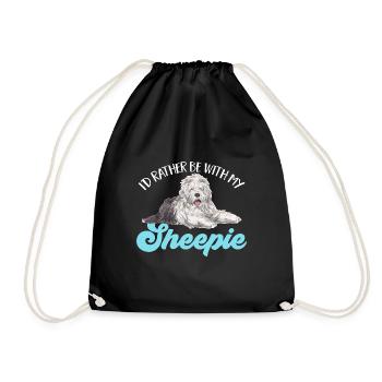 Old English Sheepdog Sheepie Bobtail - Drawstring Bag - black - Front
