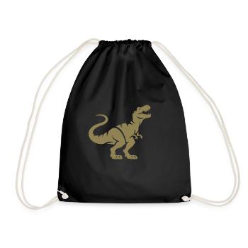 Dino T-Rex Silhouette Minimalist Design - Drawstring Bag - black - Front