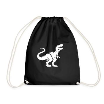 Dino T-Rex Silhouette Minimalist Design - Drawstring Bag - black - Front