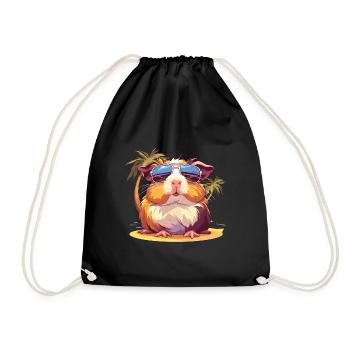 Niedliches Meerschweinchen Chilt mit Sonnenbrille - Turnbeutel - Schwarz - Vorne