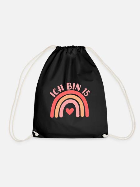 Ich bin 15 niedliche Regenbogen Design Junge Mädch - Drawstring Bag - black