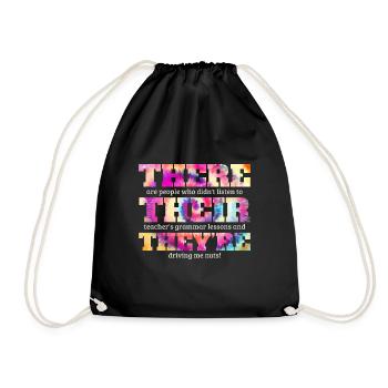 Englischlehrer Geschenke Englischklasse Grammatik - Turnbeutel - Schwarz - Vorne