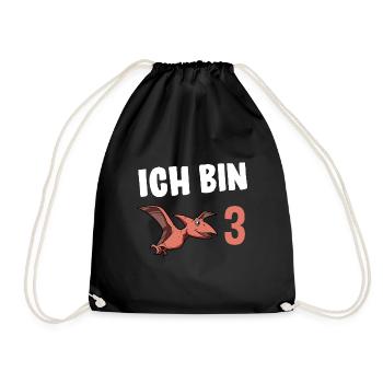3 Jahre Geburtstagsgeschenk Dinosaurier 3 Jahre - Turnbeutel - Schwarz - Vorne