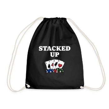 Stacked Up Card Games Poker Card Player Poker - Turnbeutel - Schwarz - Vorne