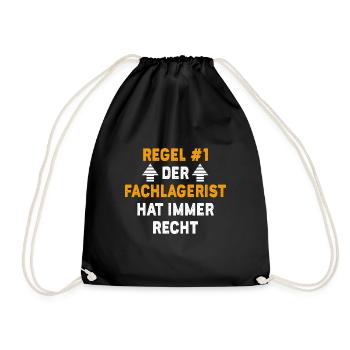 Fachlagerist Geschenk Geburtstag Spruch - Turnbeutel - Schwarz - Vorne