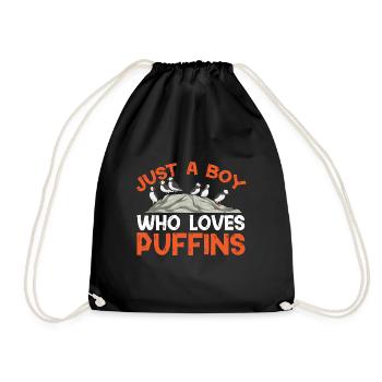 puffin puffin auke birds Lunde - Drawstring Bag - black - Front