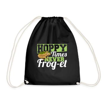 Hoppy Times Never Frog et Funny Herpetologist Toad - Drawstring Bag - black - Front