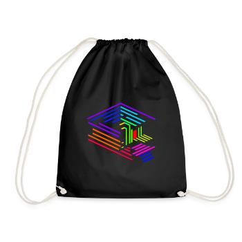 Line geometry of an object in rainbow colors - Drawstring Bag - black - Front