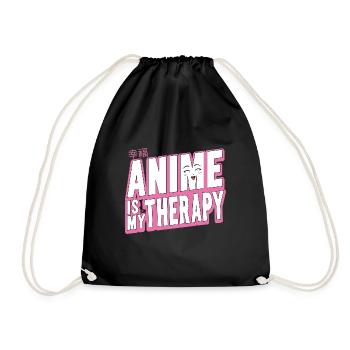 Anime Is My Therapy Japanese Anime Manga Otaku - Drawstring Bag - black - Front