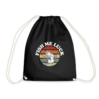 Funny Lake River Fishing Pun Fish Me Luck Boating - Drawstring Bag - black - Front