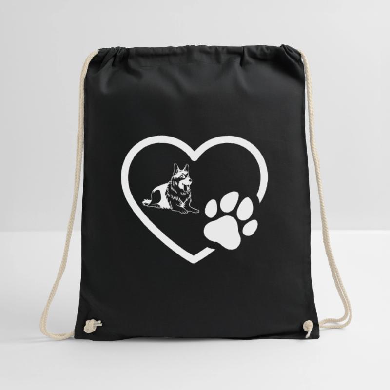 Schäferhund mit Herz Pfote Geschenk Turnbeutel