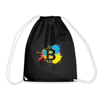 Bitcoin WatercolorBTC Crypto Moon - Drawstring Bag - black - Front