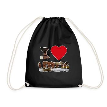 I love Leipzig T-Shirt / Poster - Turnbeutel - Schwarz - Vorne