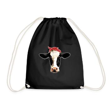 Beautiful Cow Bandana Funny Farmer Mama - Drawstring Bag - black - Front