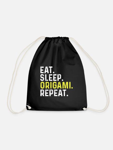 Eat Sleep Origami Repeat - Drawstring Bag - black