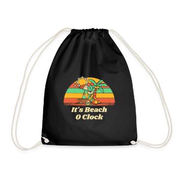 It's Beach O Clock Summer Vacation Tropical Trip - Turnbeutel - Schwarz - Vorne