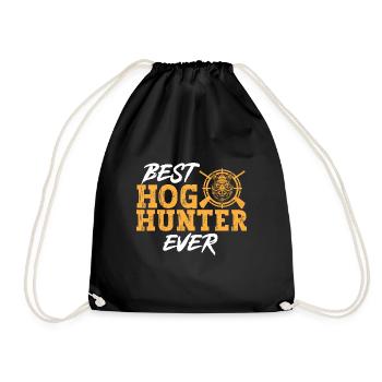 Wild boar hunting hunter wild boar - Drawstring Bag - black - Front