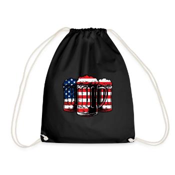 Memorial Day Fourth of July Beer USA Flag Amerik - Drawstring Bag - black - Front