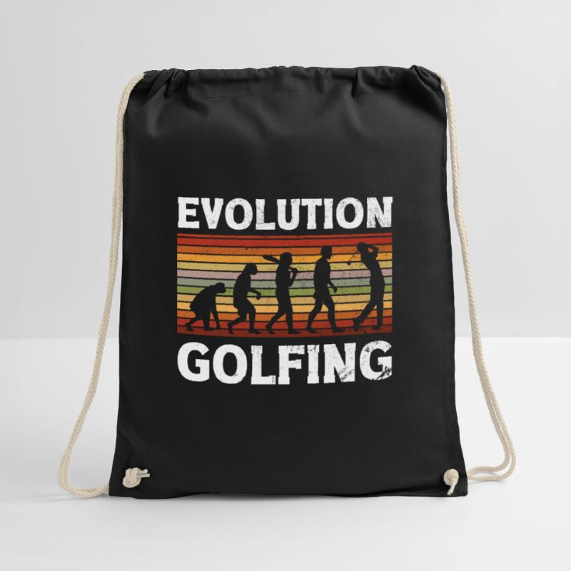 Golf Evolution From Monkey To Men Golfing Drawstring Bag