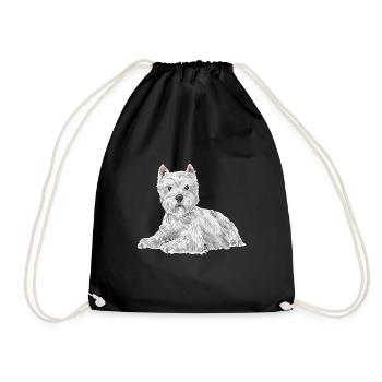West Highland White Terrier Westie - Drawstring Bag - black - Front