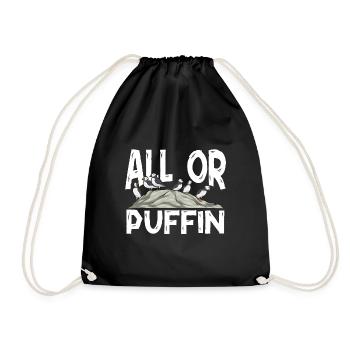 puffin puffin auke birds Lunde - Drawstring Bag - black - Front