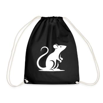 Minimalistische Ratte Maus Silhouette - Turnbeutel - Schwarz - Vorne