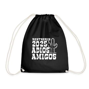 Rentnerin 2025, Adios Amigos, Ruhestand - Pension - Turnbeutel - Schwarz - Vorne