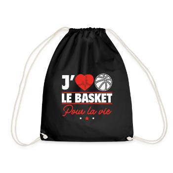 J’aime le basket pour la vie - Sac de sport léger - noir - Devant
