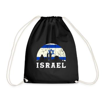 Israel Sayings Flag Gift Idea - Drawstring Bag - black - Front
