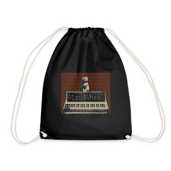 Analog Modular Synthesizer Cat Music Producer - Drawstring Bag - black - Front