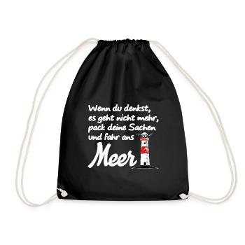 Meer Ostsee Nordsee Spruch Strand Leuchtturm - Turnbeutel - Schwarz - Vorne