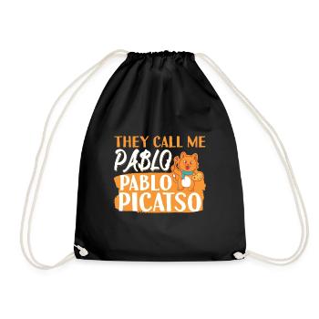 Art History Cat Pablo Picatso - Drawstring Bag - black - Front