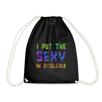Funny Dyslexia Dyslexia Saying Gift - Drawstring Bag - black - Front