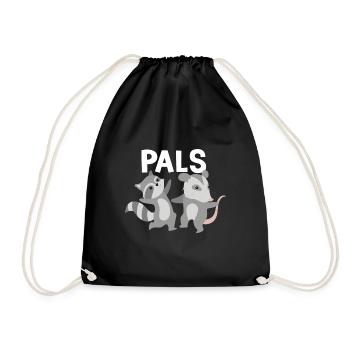 Opossum Dancing Raccoon Pals Cute Animals - Drawstring Bag - black - Front